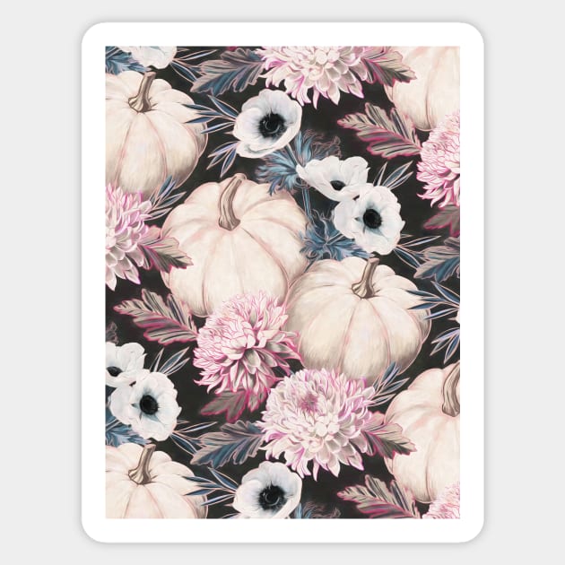 Harvest Floral with Pink and Blue Sticker by micklyn